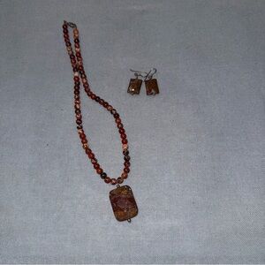 Elegant Brown Beaded Necklace and Earring Set